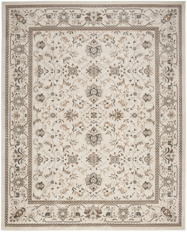 HomeRoots 9' Cream Floral Distressed Area Rug - Timeless Elegance for Living Rooms, Farmhouse Décor & More! 8' X 10' 553194