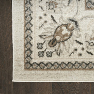 HomeRoots 9' Cream Floral Distressed Area Rug - Timeless Elegance for Living Rooms, Farmhouse Décor & More! 8' X 10' 553194