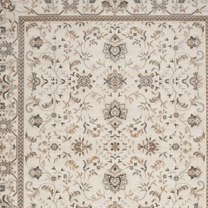 Homeroots 8' X 10' Cream Floral Distressed Area Rug  Synthetic 553194