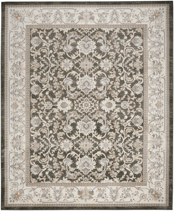 Homeroots 8' X 10' Gray Floral Distressed Area Rug  Synthetic 553195