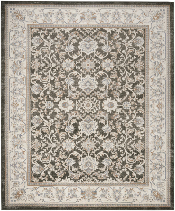 Homeroots 8' X 10' Gray Floral Distressed Area Rug  Synthetic 553195