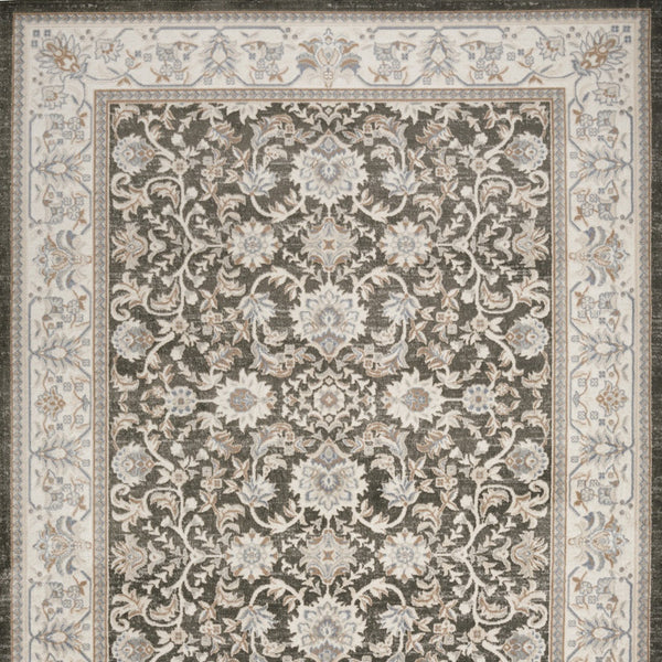 Homeroots 8' X 10' Gray Floral Distressed Area Rug  Synthetic 553195