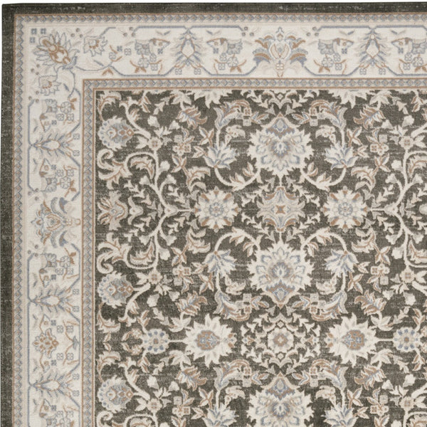 Homeroots 5' X 7' Gray Floral Distressed Area Rug  Synthetic 553199