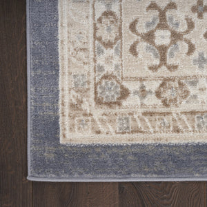 HomeRoots 9' Blue Geometric Distressed Area Rug – Timeless Elegance for Living Spaces with Soft Warmth & Style 9' X 12' 553202