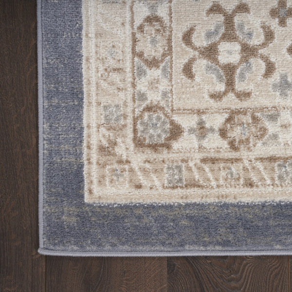 HomeRoots 9' Blue Geometric Distressed Area Rug – Timeless Elegance for Living Spaces with Soft Warmth & Style 9' X 12' 553202