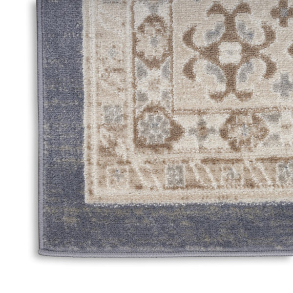 HomeRoots 9' Blue Geometric Distressed Area Rug – Timeless Elegance for Living Spaces with Soft Warmth & Style 9' X 12' 553202