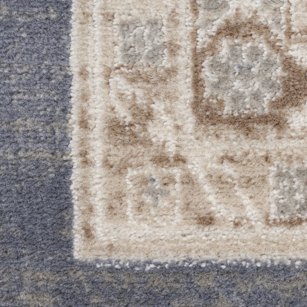 Homeroots 9' X 12' Blue Geometric Distressed Area Rug  Synthetic 553202