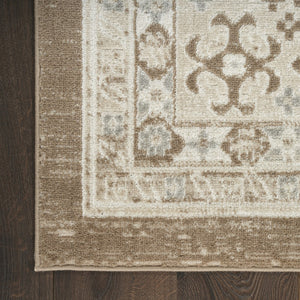 HomeRoots 9' Brown Geometric Distressed Area Rug - Modern Vintage Design for Living Rooms & Dining Areas 9' X 12' 553203