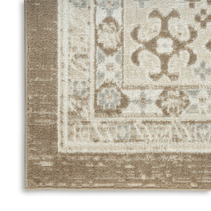 HomeRoots 9' Brown Geometric Distressed Area Rug - Modern Vintage Design for Living Rooms & Dining Areas 9' X 12' 553203