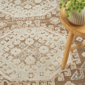 HomeRoots 9' Brown Geometric Distressed Area Rug - Modern Vintage Design for Living Rooms & Dining Areas 9' X 12' 553203