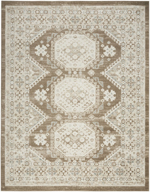 HomeRoots 9' Brown Geometric Distressed Area Rug - Modern Vintage Design for Living Rooms & Dining Areas 9' X 12' 553203