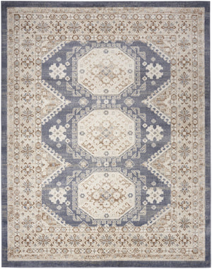 HomeRoots 9' Blue Geometric Distressed Area Rug – Timeless Elegance for Living Spaces with Soft Warmth & Style 8' X 10' 553204