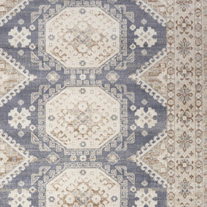 HomeRoots 9' Blue Geometric Distressed Area Rug – Timeless Elegance for Living Spaces with Soft Warmth & Style 8' X 10' 553204