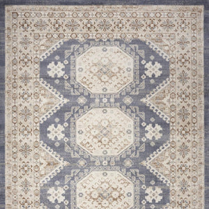 HomeRoots 9' Blue Geometric Distressed Area Rug – Timeless Elegance for Living Spaces with Soft Warmth & Style 8' X 10' 553204