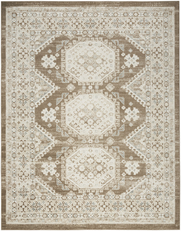 Homeroots 8' X 10' Brown Geometric Distressed Area Rug  Synthetic 553205