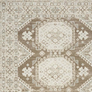 HomeRoots 9' Brown Geometric Distressed Area Rug - Modern Vintage Design for Living Rooms & Dining Areas 8' X 10' 553205