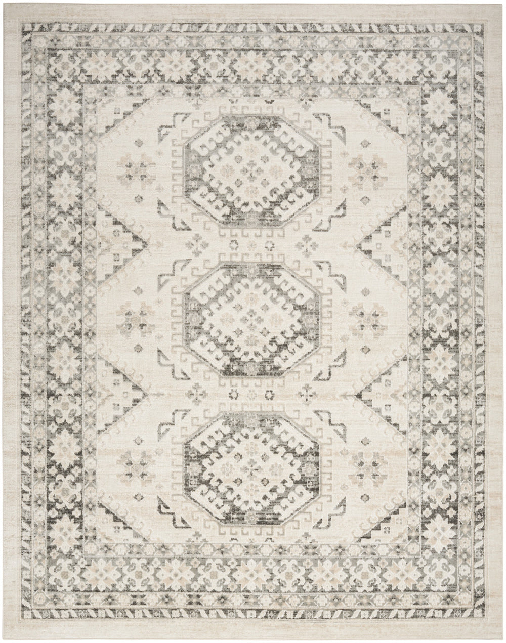 Homeroots 8' X 10' Gray Geometric Distressed Area Rug  Synthetic 553206