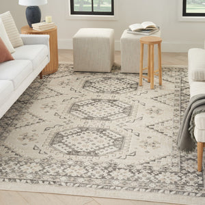 HomeRoots 8' Gray Geometric Distressed Area Rug - Modern Elegance for Living Rooms, Bedrooms & Dining Spaces 8' X 10' 553206