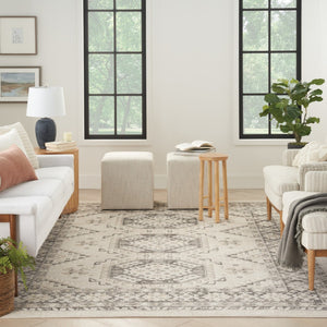 HomeRoots 8' Gray Geometric Distressed Area Rug - Modern Elegance for Living Rooms, Bedrooms & Dining Spaces 8' X 10' 553206
