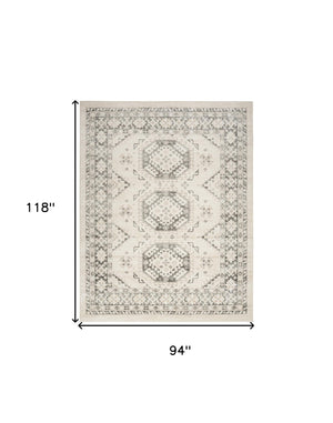 Homeroots 8' X 10' Gray Geometric Distressed Area Rug  Synthetic 553206