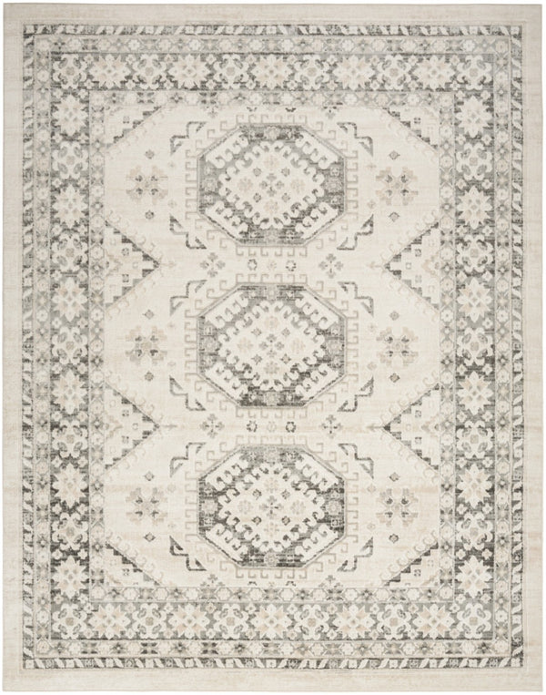 HomeRoots 8' Gray Geometric Distressed Area Rug - Modern Elegance for Living Rooms, Bedrooms & Dining Spaces 8' X 10' 553206