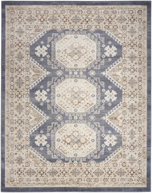 Homeroots 5' X 7' Blue Geometric Distressed Area Rug  Synthetic 553210