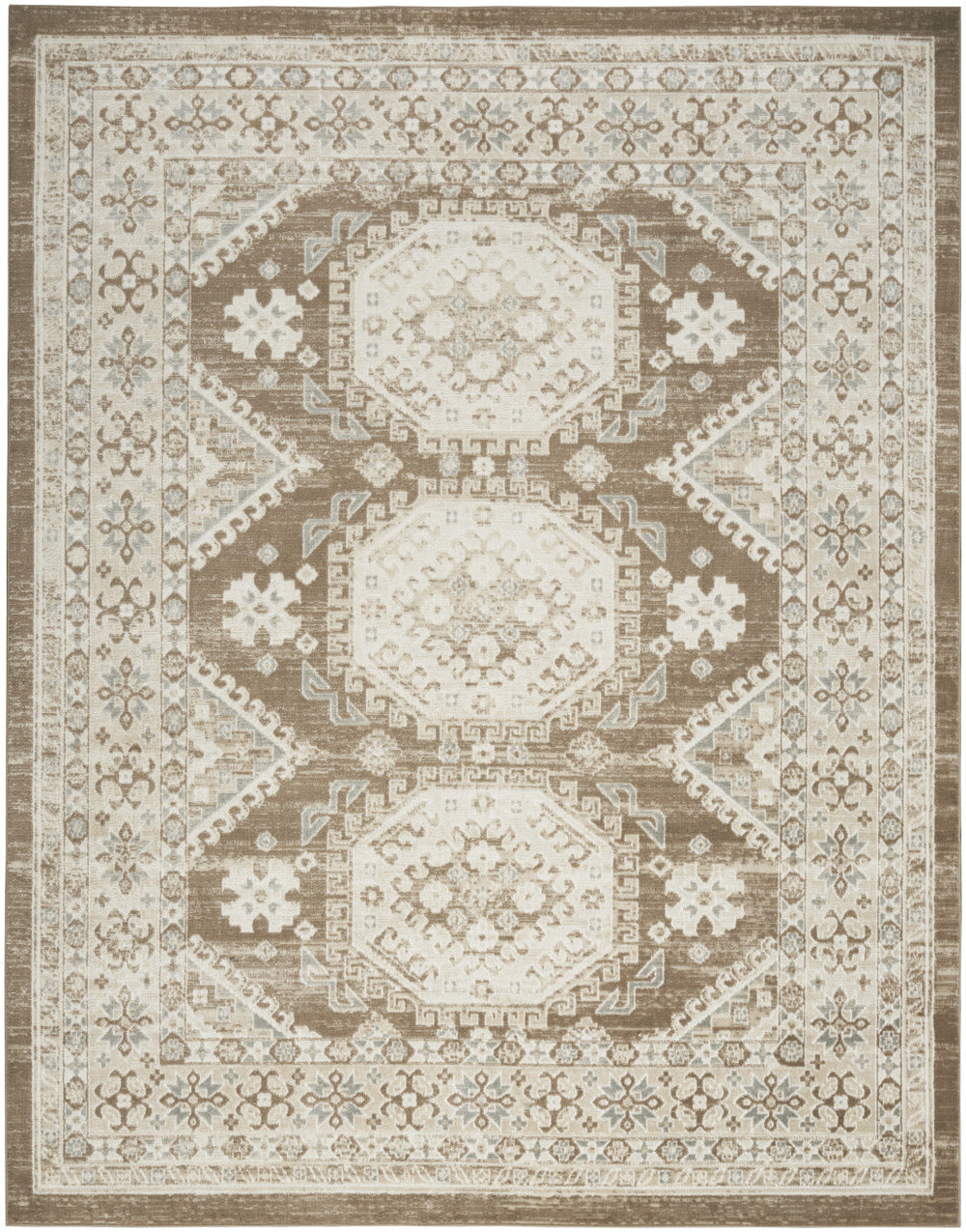 Homeroots 5' X 7' Brown Geometric Distressed Area Rug  Synthetic 553211