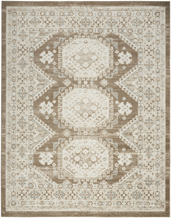 Homeroots 5' X 7' Brown Geometric Distressed Area Rug  Synthetic 553211