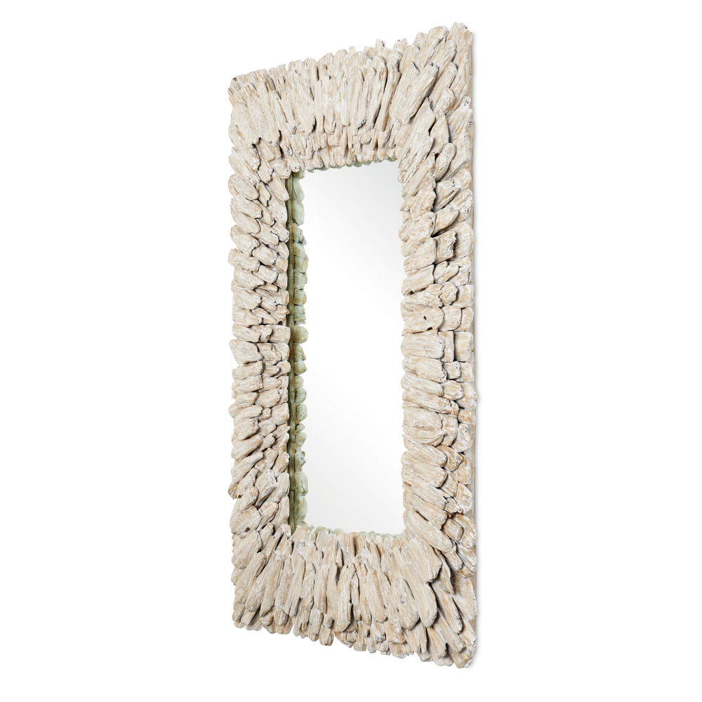 Beachhead Whitewash Rectangular Mirror – Coastal Charm with Distressed Wood and Versatile Style