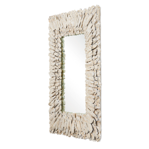 Beachhead Whitewash Rectangular Mirror – Coastal Charm with Distressed Wood and Versatile Style