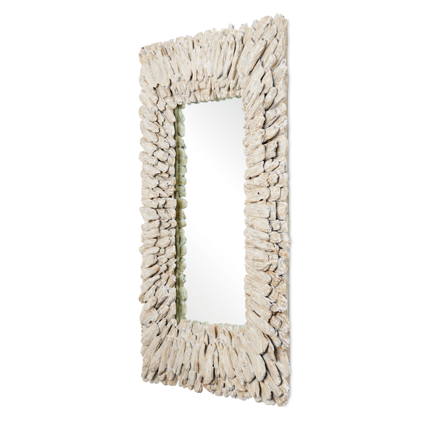 Beachhead Whitewash Rectangular Mirror – Coastal Charm with Distressed Wood and Versatile Style
