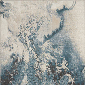 Homeroots 4' X 6' Ivory Teal Blue And Black Abstract Area Rug  Polyester 553216