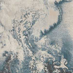 Homeroots 4' X 6' Ivory Teal Blue And Black Abstract Area Rug  Polyester 553216