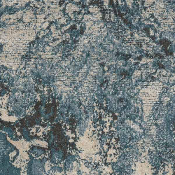 Homeroots 3' X 5' Ivory Teal Blue And Black Abstract Area Rug  Polyester 553217