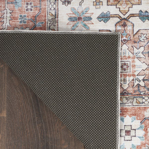 Homeroots 5' X 7' Beige And Orange Oriental Distressed Non Skid Area Rug  Polyester 553233