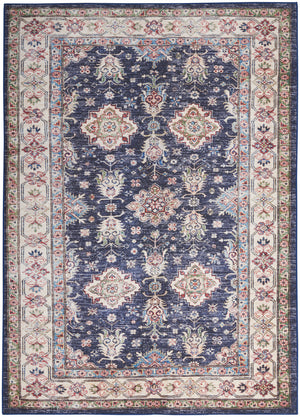 Homeroots 5' X 7' Blue And Ivory Oriental Distressed Non Skid Area Rug  Polyester 553234