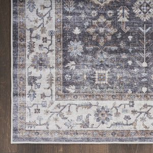 Homeroots 5' X 7' Charcoal And Ivory Oriental Distressed Non Skid Area Rug  Polyester 553238