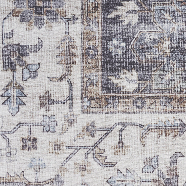 Homeroots 5' X 7' Charcoal And Ivory Oriental Distressed Non Skid Area Rug  Polyester 553238