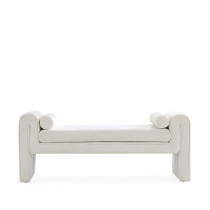 English Elm Concord Chenille Accent Bench Ivory — 59" Kiln-Dried Pine Frame, Plush Foam Padding, 2 Bolsters, No Assembly B365P398216