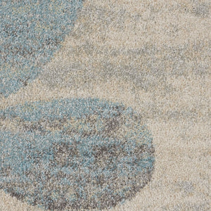 HomeRoots 7' Ivory Gray and Blue Botanical Leaves Area Rug – Stylish, Durable, Stain-Resistant for Busy Homes 553251