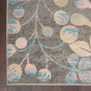 Homeroots 4' Beige Gray And Blue Botanical Leaves Area Rug – Durable, Stain Resistant, Perfect For Cozy Spaces!  Polypropylene 553265