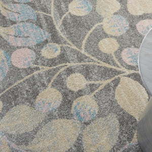 Homeroots 4' Beige Gray And Blue Botanical Leaves Area Rug – Durable, Stain Resistant, Perfect For Cozy Spaces!  Polypropylene 553265