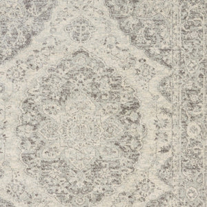 Homeroots 4' X 6' Elegant Ivory & Gray Floral Medallion Distressed Area Rug - Durable, Stain-resistant Design  Polypropylene 553268