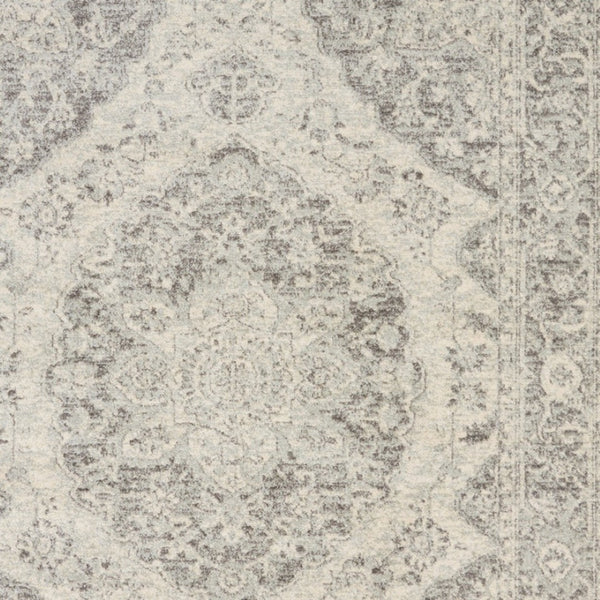 Homeroots 4' X 6' Elegant Ivory & Gray Floral Medallion Distressed Area Rug - Durable, Stain-resistant Design  Polypropylene 553268