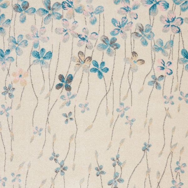 Homeroots 4' X 6' Ivory And Blue Floral Area Rug - Durable, Stain Resistant, Perfect For Homes With Kids & Pets!  Polypropylene 553271