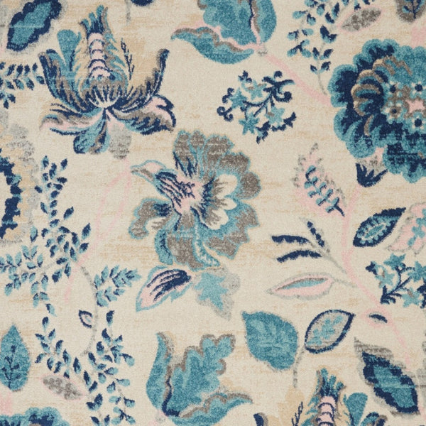 Homeroots 4' X 6' Ivory Floral Area Rug - Stain Resistant, Durable Design Perfect For Kids And Pets' Spaces  Polypropylene 553272