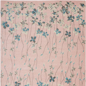 Homeroots 8' Floral Area Rug In Pink, Gray & Blue – Stain Resistant, Durable, Ideal For Kids & Pets, 96" X 120" 4' X 6' Polypropylene 553273