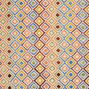 Homeroots 8' Ivory Blue And Red Geometric Hand-tufted Wool Area Rug – Unique Bohemian Statement Piece For Home  Wool 553295