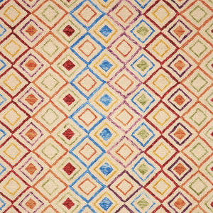 Homeroots 4' X 6' Hand-tufted Wool Geometric Area Rug In Ivory, Blue & Red – Stylish, Unique & Cozy Addition!  Wool 553297