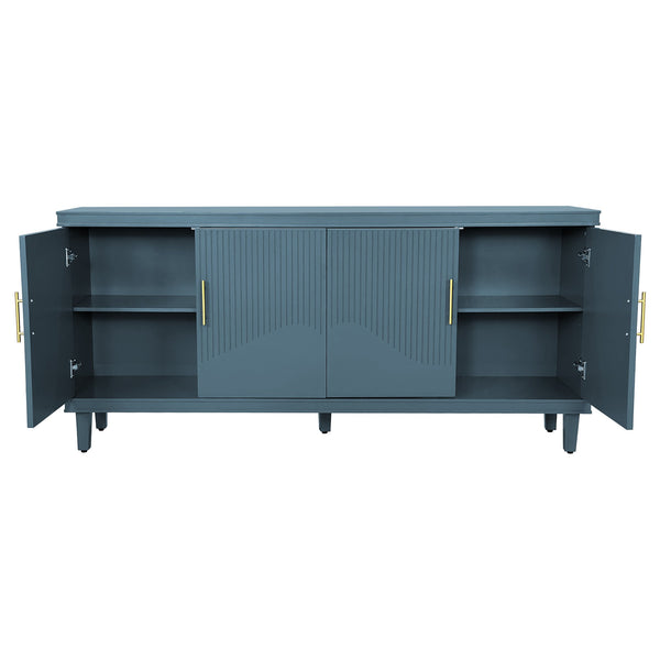 English Elm 70.07"Large Solid Wood 4-Door Cabinet for Living Room Kitchen Bedroom Corridor with 330lb Top Capacity Olive Green W757S00028